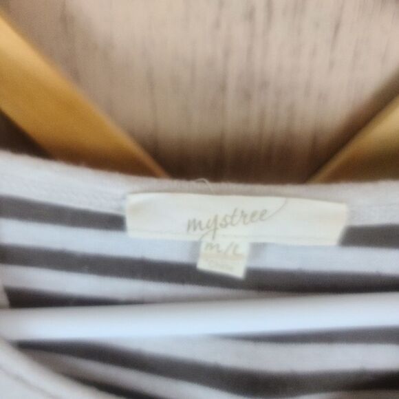 Mystree Jersey style top. Half brown stripe/ Beige - Picture 2 of 5